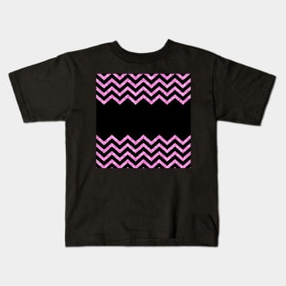 Black and Pink Glitter Chevron Design Kids T-Shirt